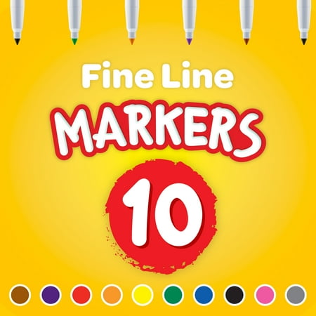 Crayola Fine Line Markers, Classic Colors, 10 Count, Back to School Supplies for Kids and Teachers, Classroom Essentials, Gifts, 3+