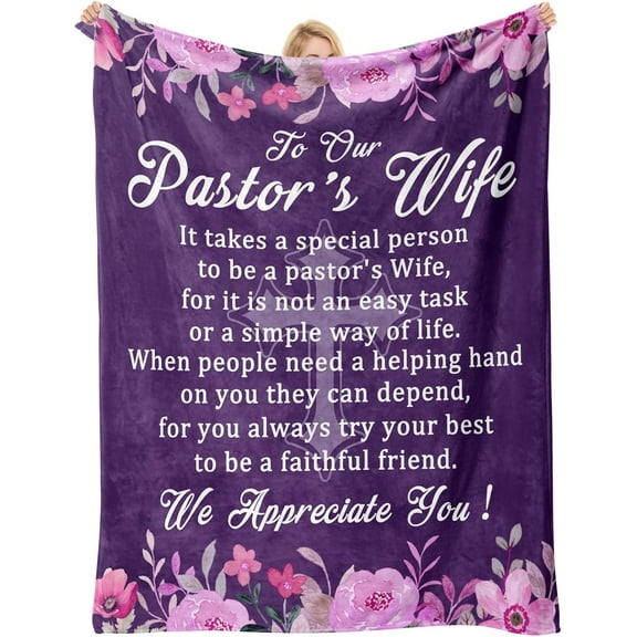 Pastor's Wife Appreciation Gifts, Thank You Gift Throw Blanket, Religious,Christian,Birthday,Christmas,Appreciation Day Presents for Pastor Wife, for Bed Soft