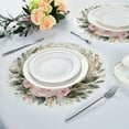 thumbnail image 4 of 15.4" Round Placemat Set of 1 Polyester Fabric Place Mats Non-Slip Dining Kitchen Table Mats for Kitchen Party Decor Watercolor Roses and Greenery, 4 of 5