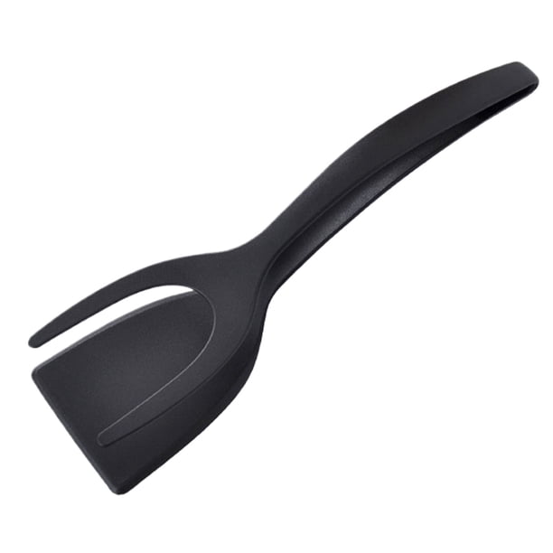 Naiovety Agarre y gire con facilidad Pinza de espátula antiadherente para panqueques y huevos Clip de doble cara Cocina y Comedor Negro