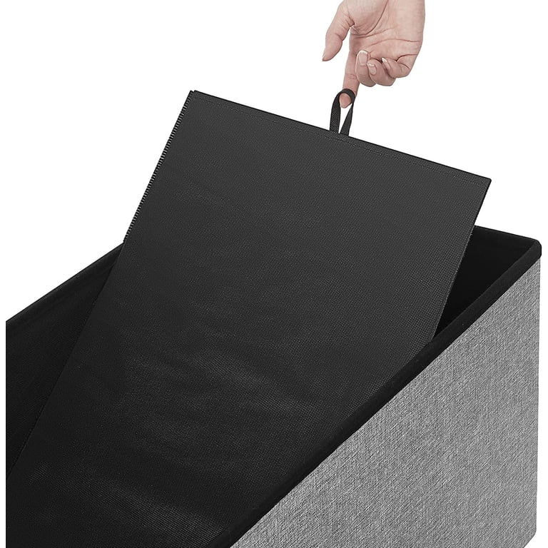 SONGMICS 30 Inch Storage Ottoman, Foldable, Light Gray photo 4