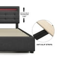 thumbnail image 5 of Queen Upholstered Storage Bed, Dark Gray Linen Upholstered Wood Platform Bed with Tufted Button Headboard and 4 Drawers, No Box Spring Needed, Modern Furniture Queen Size Bed Frame, Holds 500lbs, 5 of 12