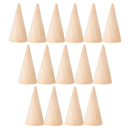

Wood Cone 15Pcs Durable Wood Cone Ring Holder Finger Jewelry Display Stand DIY Craft