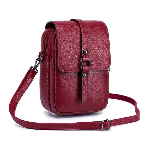 Bolso para teléfono móvil de piel auténtica, minibolso pequeño para mujer, bolso cruzado de verano, bolso de hombro multifuncional moderno, piel de vaca de moda