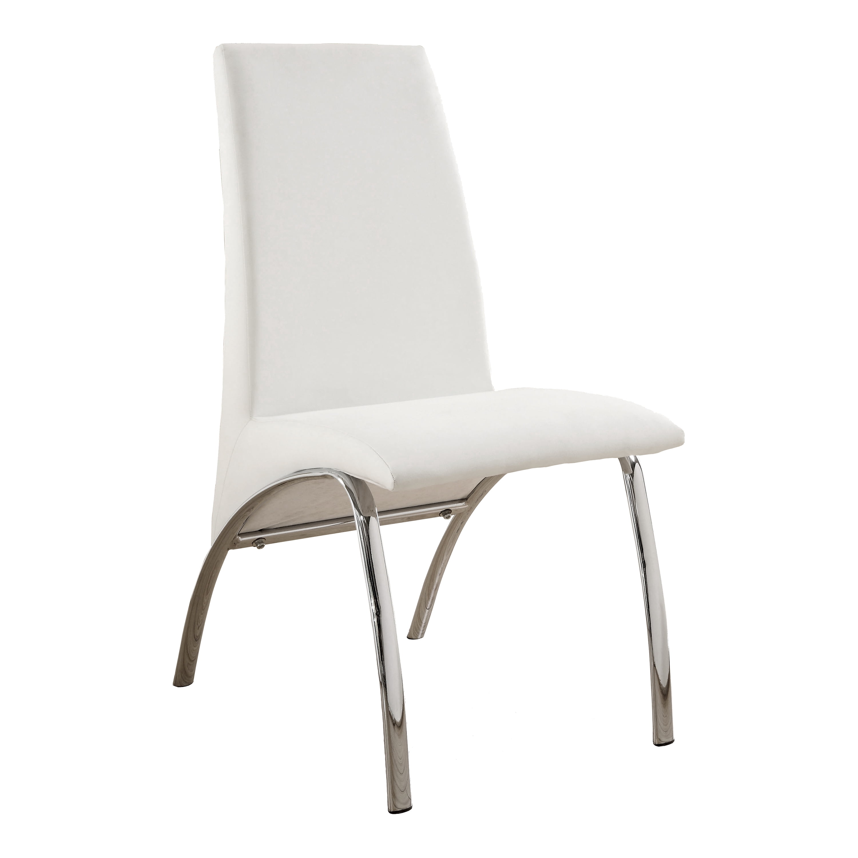 Furniture of America Janey Upholstered Faux Leather White and Chrome Side Chairs (Set of 2)