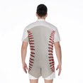 thumbnail image 2 of Baseball Stitching Short Sleeve Men'S Rompers, Baseball Player Sports Casual Summer Jumpsuits Outfit, 2 of 4