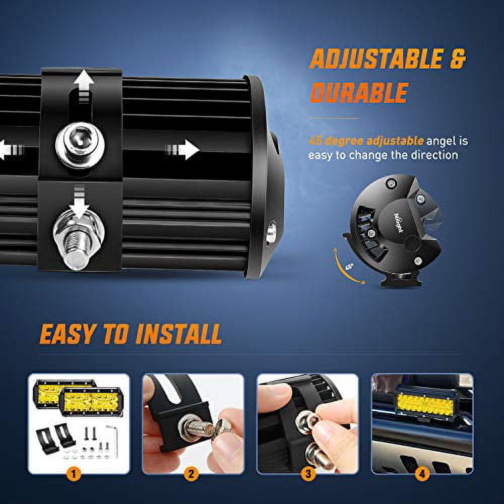 Nilight 18032C-B 6.5Inch Amber 2PCS 6.5 Inch 120W Spot & Flood Combo BarDriving Waterproof Led Work Light Triple Rows Off-Road Truck Car ATV SUV Jeep Cabin Boat, 2 Years Warranty