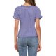 thumbnail image 3 of BLUSA DE GINGHAM A CUADROS INSPIRADORA PARA MUJER CON CUELLO REDONDO, VOLANTES Y MANGAS PUFF TAMAÑO M AZUL OSCURO, 3 of 6
