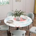 thumbnail image 5 of Teal Red Coastal Nautical Round Tablecloth for 45-54 Inch Tables,Fitted Table Cover with Elastic Edge,Beach Sea Turtle Ocean Coral Starfish Waterproof Outdoor Table Cloth Protector for Patio Dinner, 5 of 9