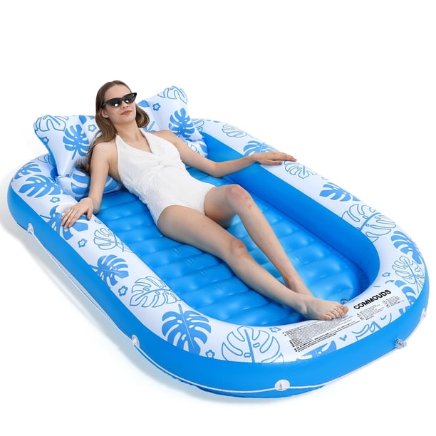 Tumbona inflable para broncearse para piscina Float COMMOUDS con almohada cervical