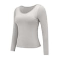 thumbnail image 5 of Built In Bra T Shirt For Womens Padded Long Sleeve Tops Active Blouses Soft Pajama Casual Shirts For Workout, 5 of 5