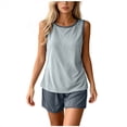 thumbnail image 2 of Blmnix Sleepwear Sets Womens Pajamas Bamboo Pajamas Summer Pajamas Pajamas Blue Sleeveless Crew Neck Short Spring Pajamas for Women Set,XXL, 2 of 5