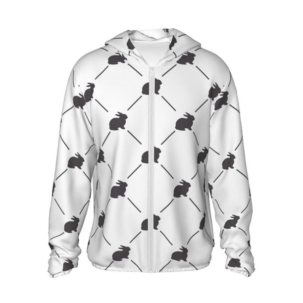 Fotbe Black Rabbit Chaqueta con Protección Solar UPF 50+ para Hombre y Mujer, Camisa con Capucha y Bolsillos-Small