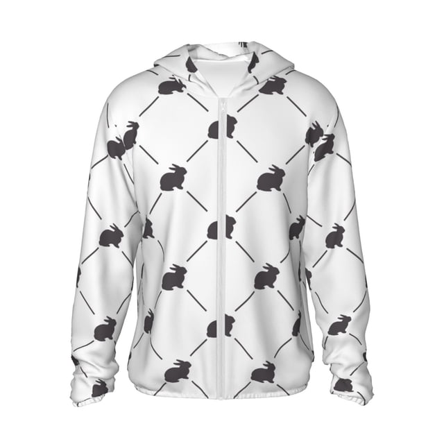 Fotbe Black Rabbit Chaqueta con Protección Solar UPF 50+ para Hombre y Mujer, Camisa con Capucha y Bolsillos-Medium