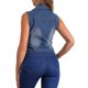 thumbnail image 3 of Chaleco sin mangas de mezclilla lavado para mujer INSPIRE CHIC, con cuello en V y botones, color azul, 3 of 6