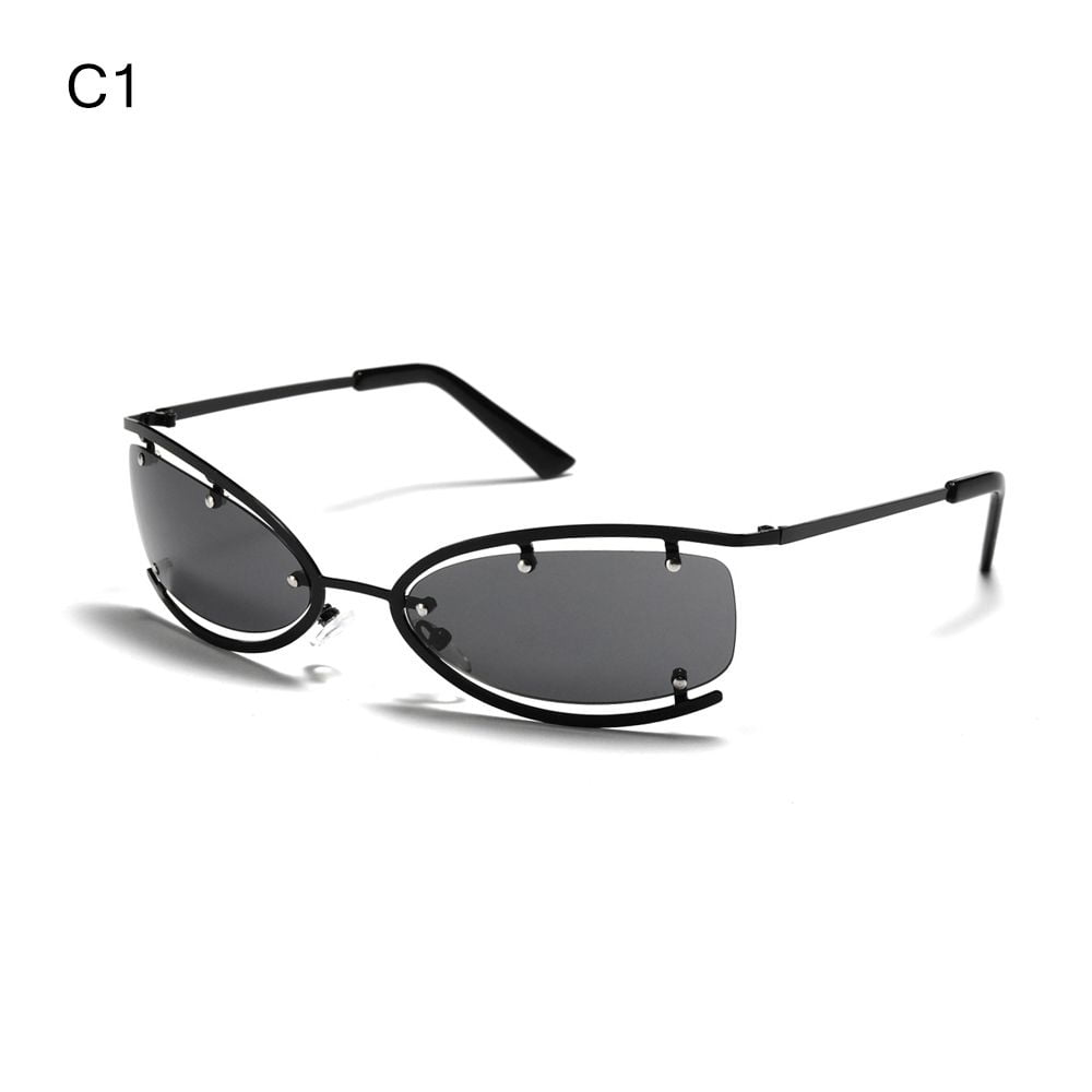 UV400 Rimless Shades Eyewear Y2K Sunglasses Wrap Around Sun Glasses