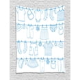 thumbnail image 1 of Kids Boys Tapestry, Drying Baby Clothes Socks Sweater Dress Pants and Skirt Hand Drawn Sketch, Wall Hanging for Bedroom Living Room Dorm Decor, 40W X 60L Inches, Blue and White, by Ambesonne, 1 of 2