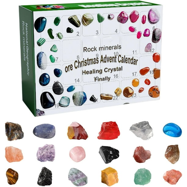 Advent Calendar 24 Grid Rocks, Minerals Fossils Healing Crystals Gem