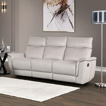 Furniture of America Telimate Leather Padded Reclining Sofa in Taupe