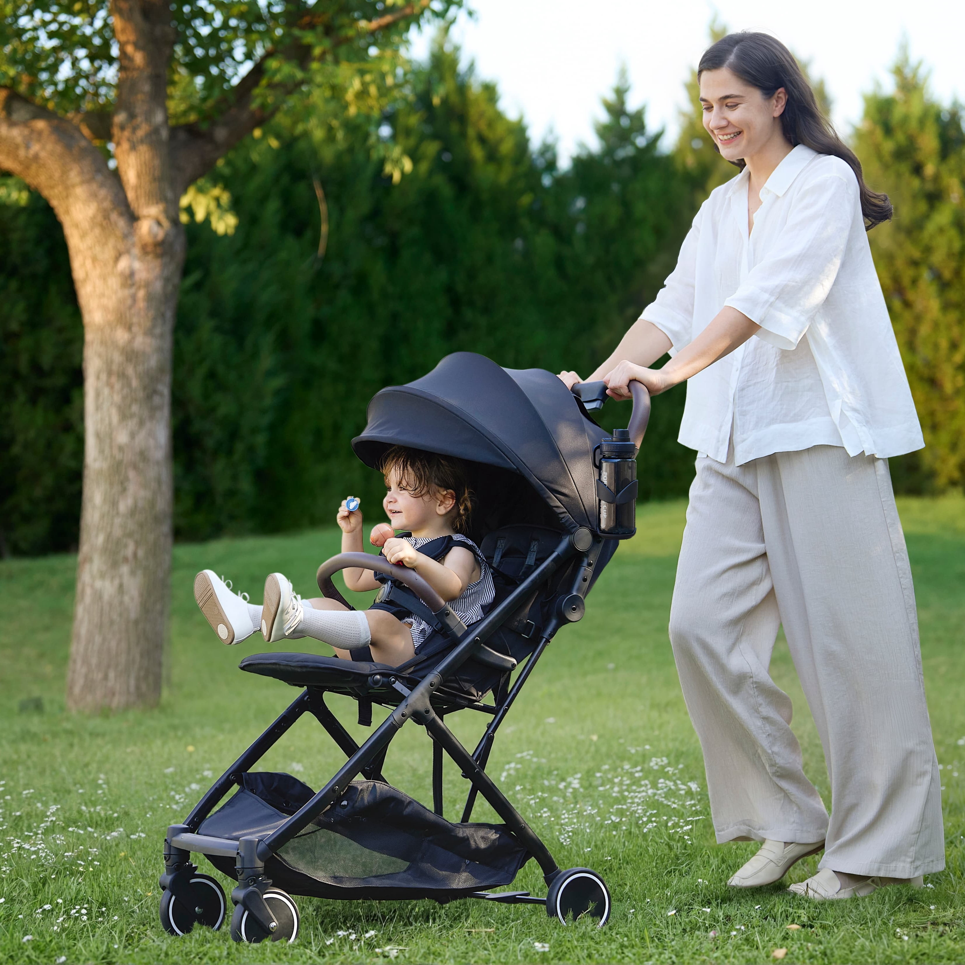 Parent's Choice Compact Stroller Dove - Lightweight, One-Hand Fold with Extra Storage