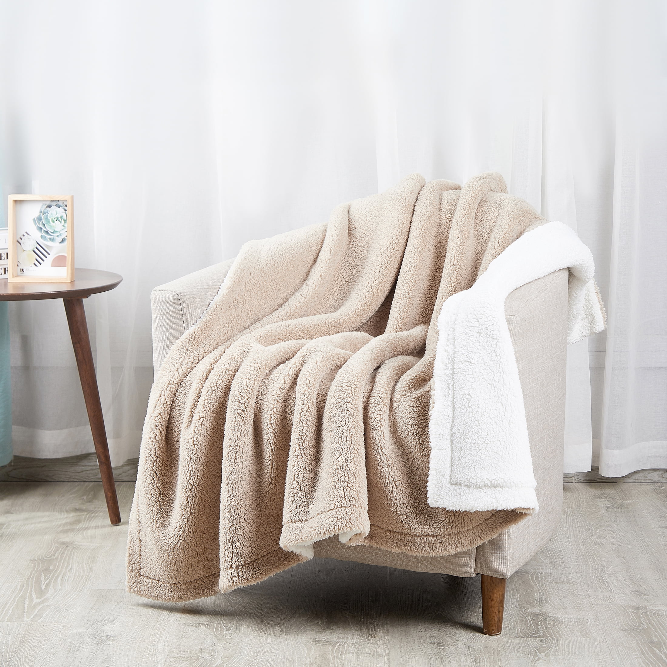 SoftLux Reversible 2 Tone Sherpa Dual Layer Throw Blanket 50