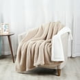 thumbnail image 5 of SoftLux Reversible 2-Tone Ivory and Brown Sherpa Dual Layer Throw Blanket, 50" x 60", Recycled Polyester, Adults and Teens, 5 of 7