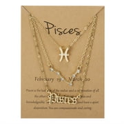 Keepfit 3Pcs Zodiac Necklaces Old English Necklace 12 Constellation Necklace Zodiac Sign Gifts For Women Pisces