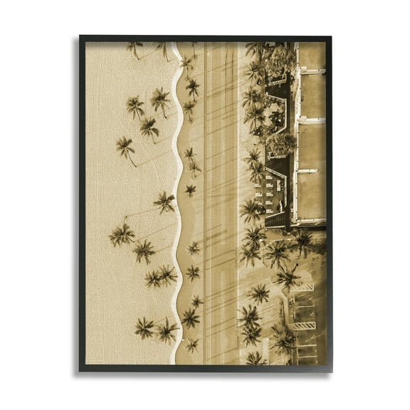 Stupell Industries Tropical Aerial View Landscape Photography Black Framed Art Print Wall Art, 11 x 14