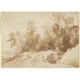 thumbnail image 2 of Herman van Swanevelt 18x14 Gold Ornate Wood Frame and Double Matted Museum Art Print Titled - Landscape with Trees and Figures (1600-1665), 2 of 4