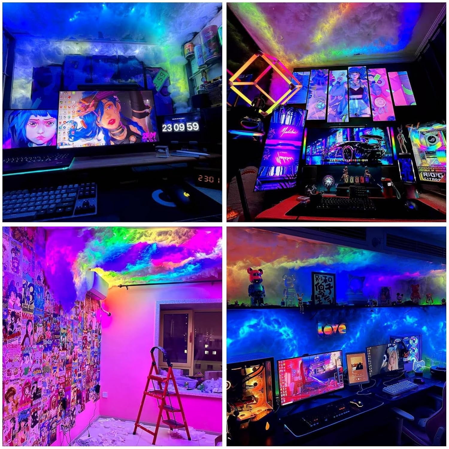 Oenbopo ​3D Cloud Lightning,Cloud Music Sync Multicolor Changing Strip Light, Atmosphere DIY Creative Thunder Cloud Lamp Wall Ceiling Light for Bedroom Gaming Room Party,16.4FT