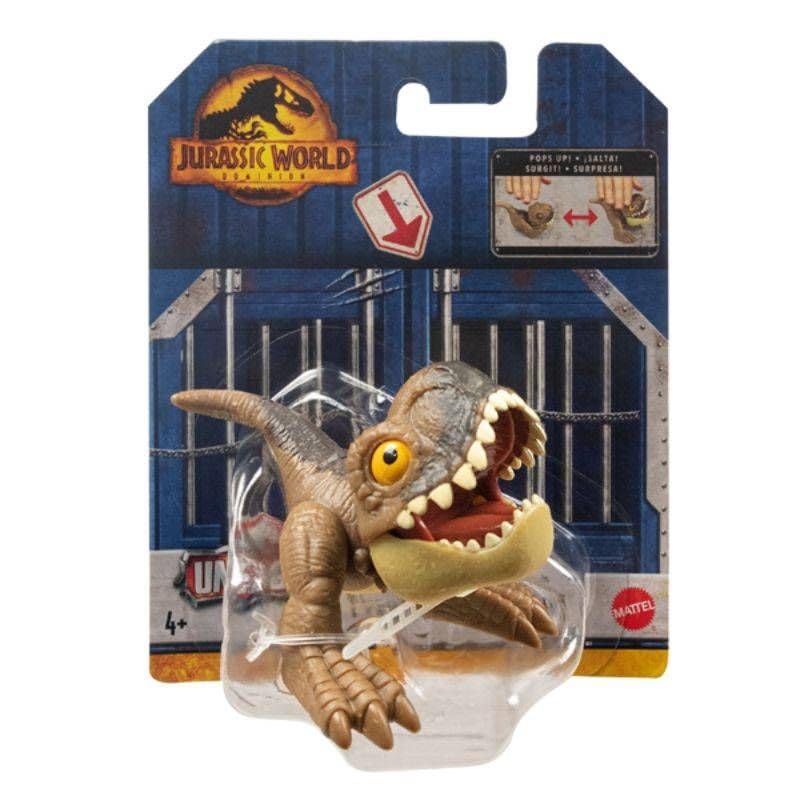 Jurassic World 2023 Wild Pop Ups Uncaged Set of 4 Figures (Tyrannosaurus Rex, Carnotaurus, Dilophosaurus, Velociraptor Blue) from HFR10-956A Release