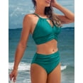 thumbnail image 4 of Charmo Womens Keyhole Bikinis Two Piece Swimsuits Ruched Tummy Control Bathing Suits, 4 of 6