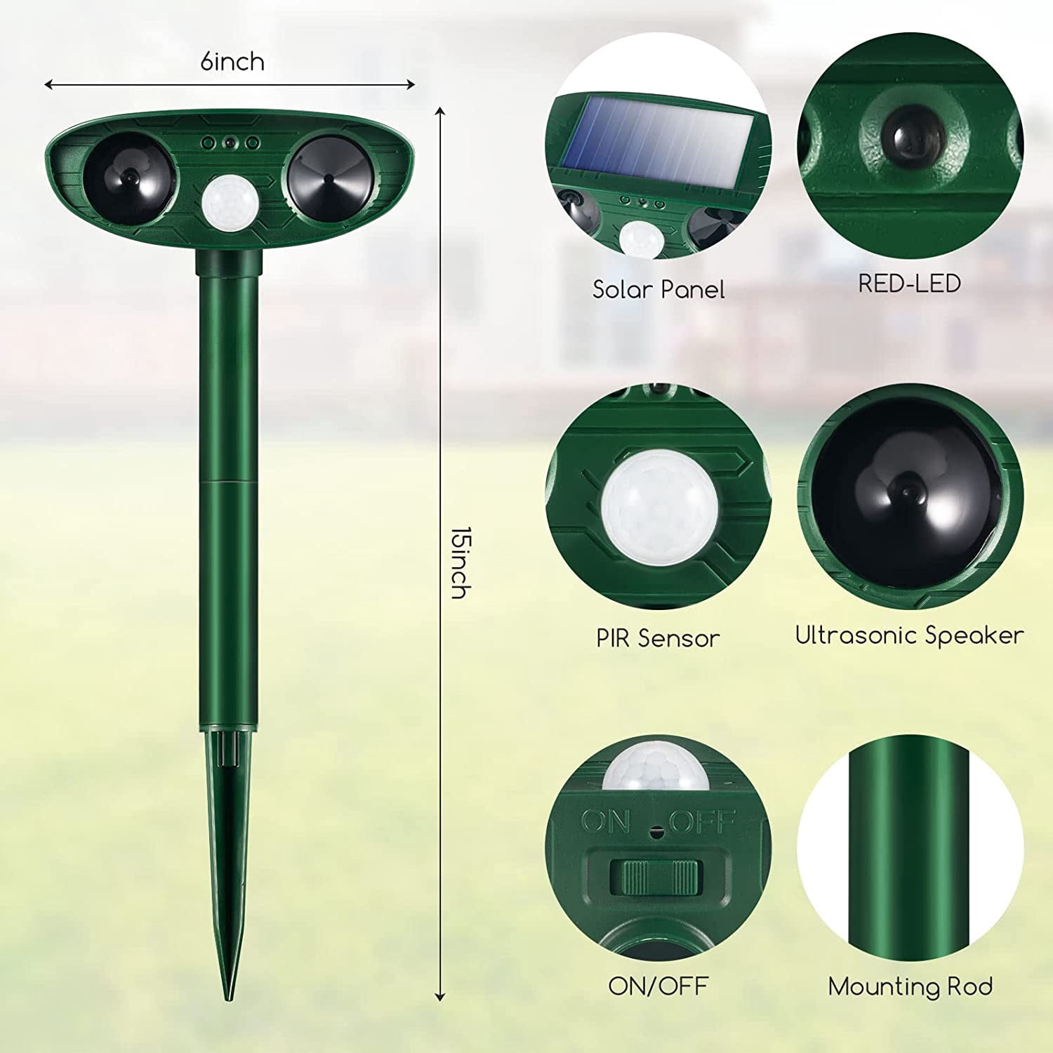 4 Pack Ultrasonic Animal Repellent Outdoor Solar Animal Repeller Deterrent Waterproof,Motion Sensor Deterrent Repel Cat Dog Deer Raccoon Fox Skunk Rabbit Squirrel for Garden Yard