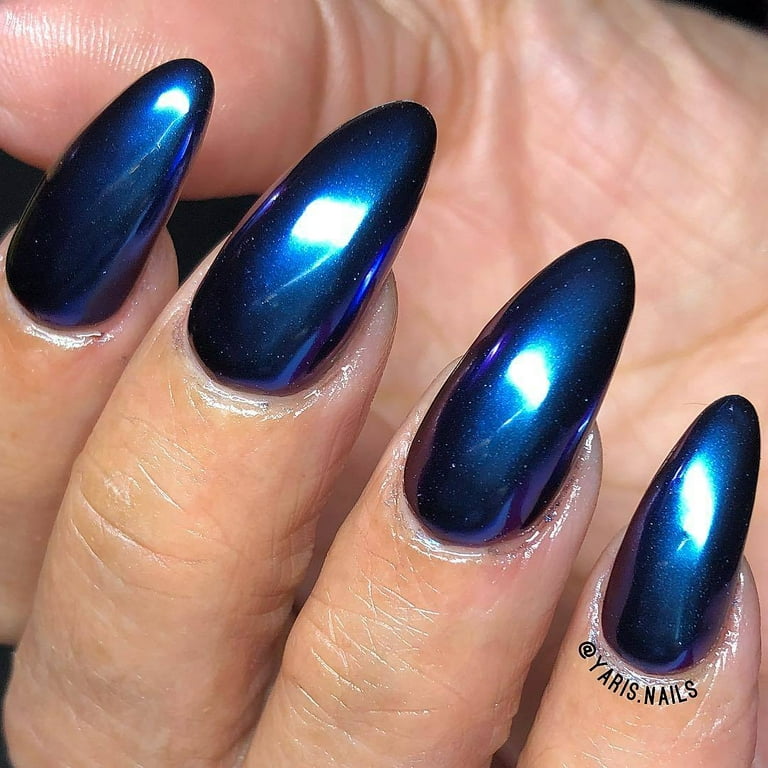 Dark Blue Mirror Chrome Nail Pigment Powder – Dipnotic Nails