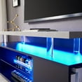 thumbnail image 2 of 51" TV Stand, Gaming Entertainment Center Media Storage Console Table for 65 Inch TV, TV Unit with Large Sliding Drawer, Glass Open Shelf, Side Cabinet and LED Light, Grey + Black, 2 of 7
