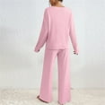 thumbnail image 7 of 2 Piece Outfits for Women Long Sleeve Knit Sweater Top and Wide Leg Pants Ribbed Lounge Matching Set Fall Winter Pink S, 7 of 7