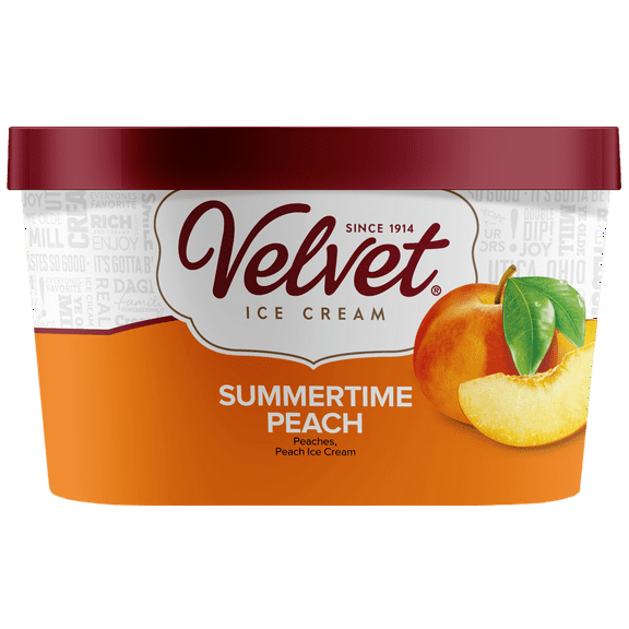 Velvet Summertime Peach Ice Cream, Gluten Free, Kosher, 48oz