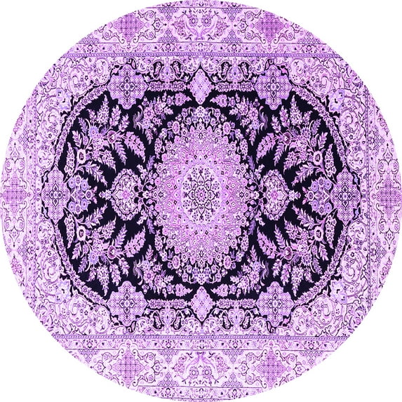 Ahgly Company Indoor Round Medallion Purple Traditional Area Rugs, 7' Round
