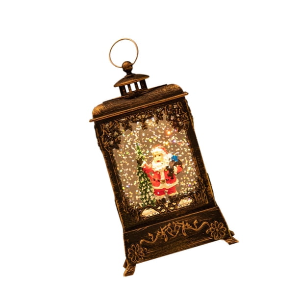 Linterna de bola de nieve navideña Linterna de bola de nieve iluminada, linda decoración navideña, regalo de Navidad para escritorio de interior, mesa Papá Noel