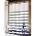 thumbnail image 4 of Anchor Gray No Hook Shower Curtain Waterproof, Bathroom Curtains with Snap in Liners and See Through Top Window, Modern Navy Blue White Striped Nautical Hotel Style Bathtub Curtains Shower 72"Wx96"L, 4 of 8