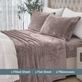 thumbnail image 3 of Elegant Comfort Velvel Fleece 4 Pieces Sheet Set - Full, Taupe, 3 of 5
