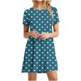 thumbnail image 2 of Liquidation Aujourd'hui Iumwxz Robes à Col Rond à Manches Courtes pour Femmes Tendance Ligne A Décontractée Plissée Robe Courte Robe à Pois Robe d'Invitée de Mariage Robes Habillées pour le Bureau, 2 of 6