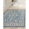 thumbnail image 1 of Unique Loom Botanical Collection Traditional Floral Border Transitional Indoor and Outdoor Flatweave Area Rug, 8' x 11' 4", Navy Blue/Beige, 1 of 5