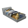 thumbnail image 2 of Ambesonne Scenery Fitted Sheet & Pillow Sham Set, River Snowy Mountain, Twinxl, White Blue Yellow, 2 of 2