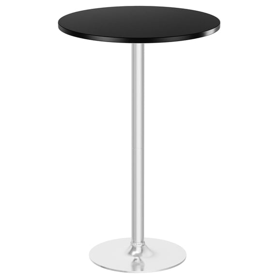 Round Bistro Pub Table Modern Style Metal Base MDF Top Cocktail Bar Table Counter Bar Height for Pub, Dining Room, Party (1, Black-Silver)
