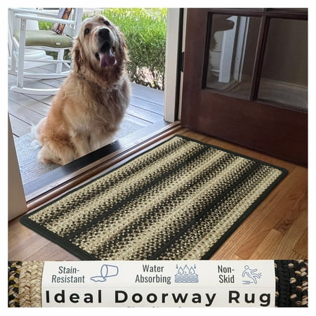 

Homespice Blackbird Black and Cream 24x36 Non Skid Rugs with Rug Pad for Kitchen Entryway and Bathroom Mat - Indoor Outdoor Country Primitive