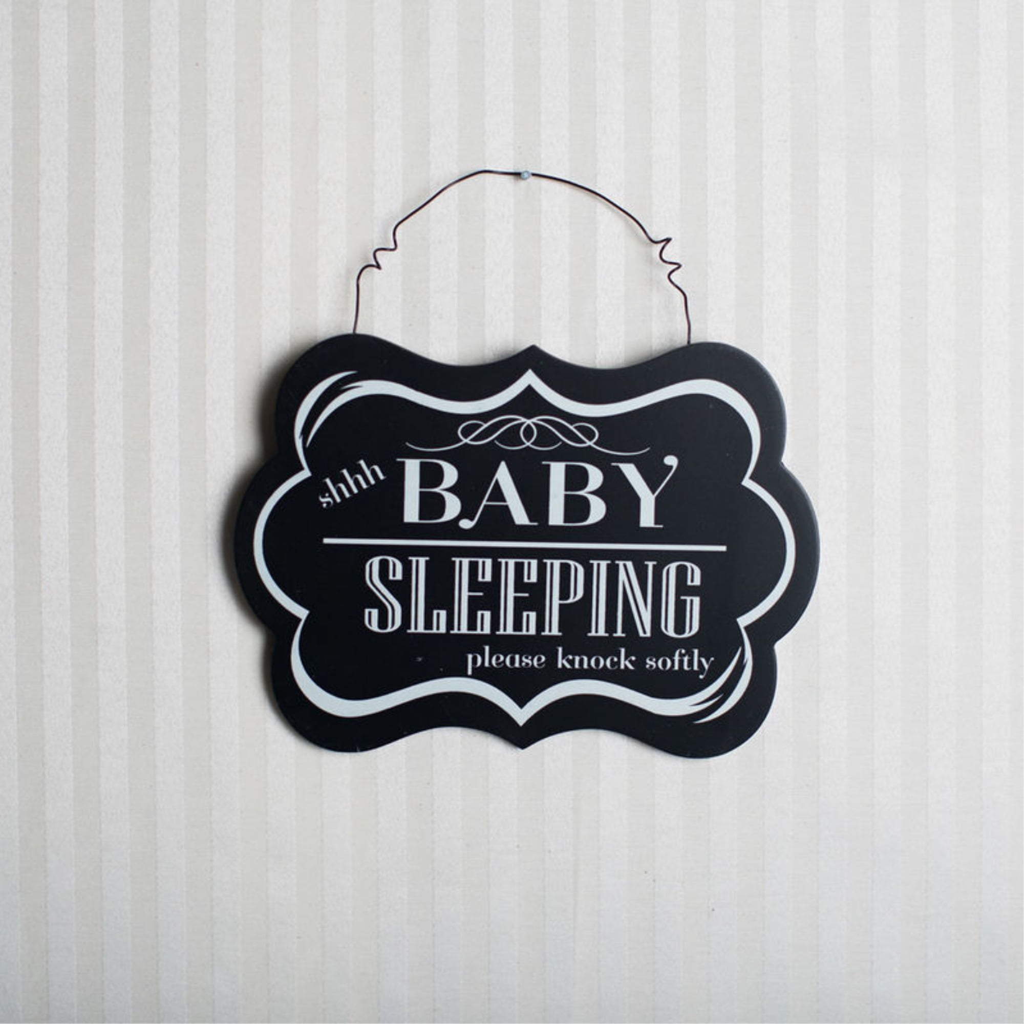 EasyBuying Wall Hanging Ornament Painted Wood Decorative Shhh Baby Sleeping Door Sign Black Decoration For Home Party Supply Style 1