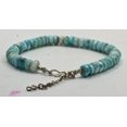 thumbnail image 3 of Larimar 6mm Rondelle Shape Faceted Cut Beads 7 inch Silver Plated Clasp Bracelet for men, women, unisex. Link Chain Stacking Bracelet.|LINK_04445, 3 of 4