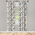 thumbnail image 3 of Ambesonne Nature Curtains, Birds Hibiscus Flowers, Pair of 28"x95", Teal Brown, 3 of 5