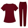thumbnail image 4 of Ensemble de Protection pour Femmes, Couleur Unie, Manches Courtes, Vin m, 4 of 4